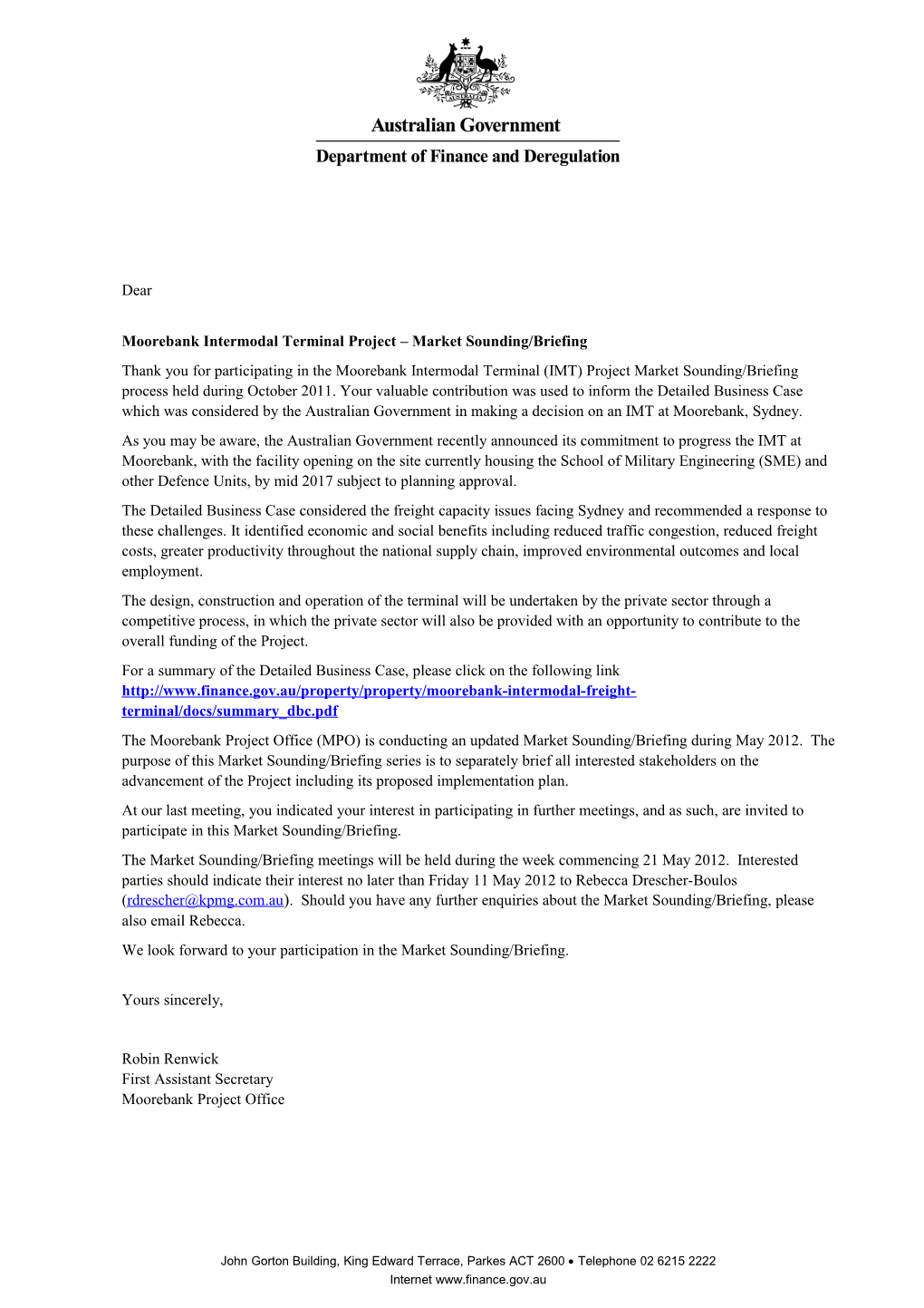 Marketing Sounding Round Three Invitation Letter