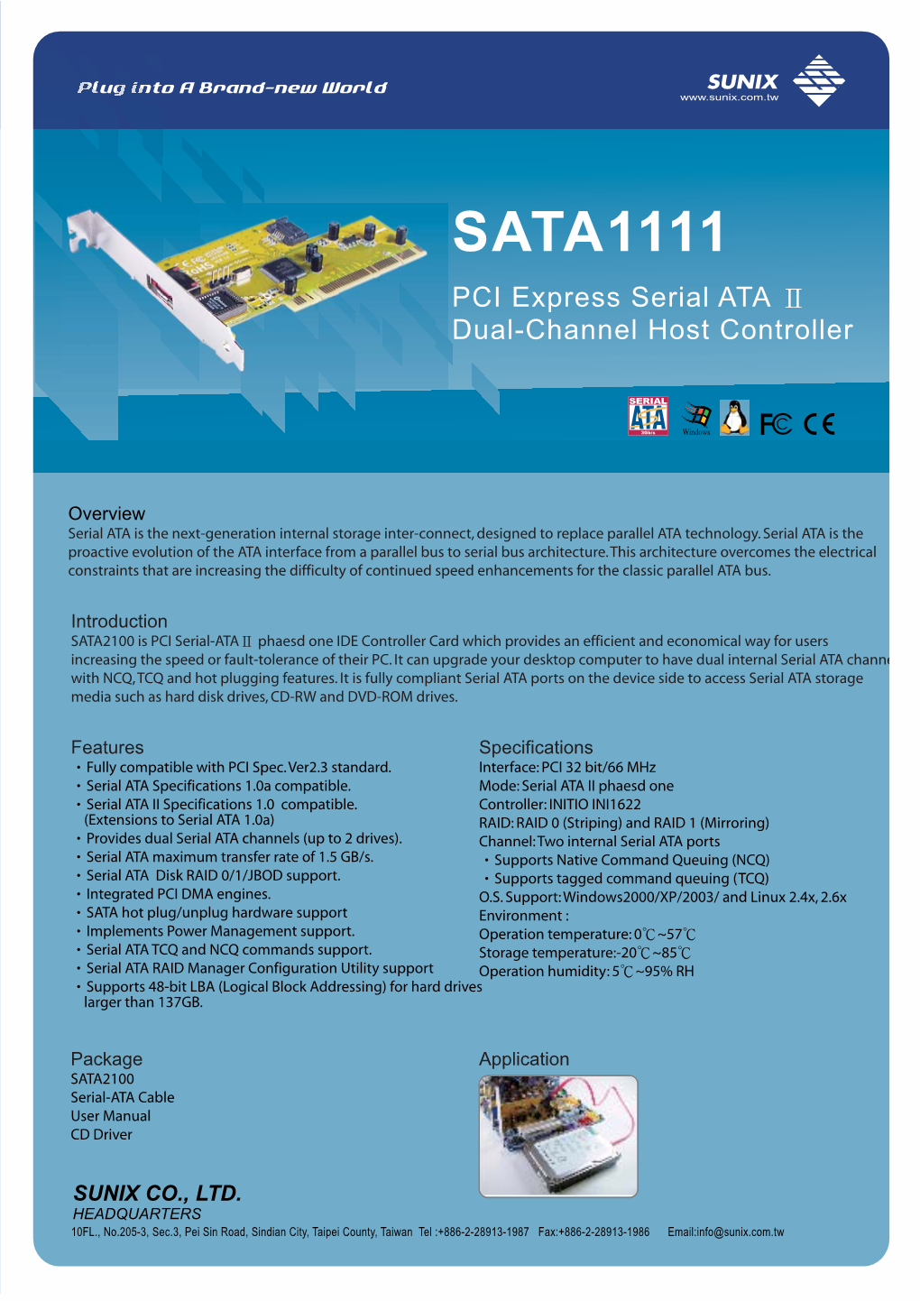 SATA1111 PCI Express Serial ATA Ⅱ Dual-Channel Host Controller