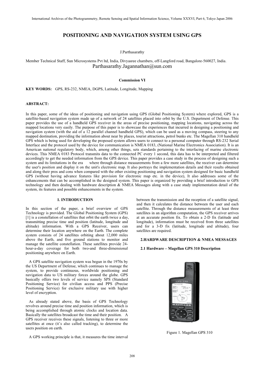 Positioning and Navigation System Using Gps