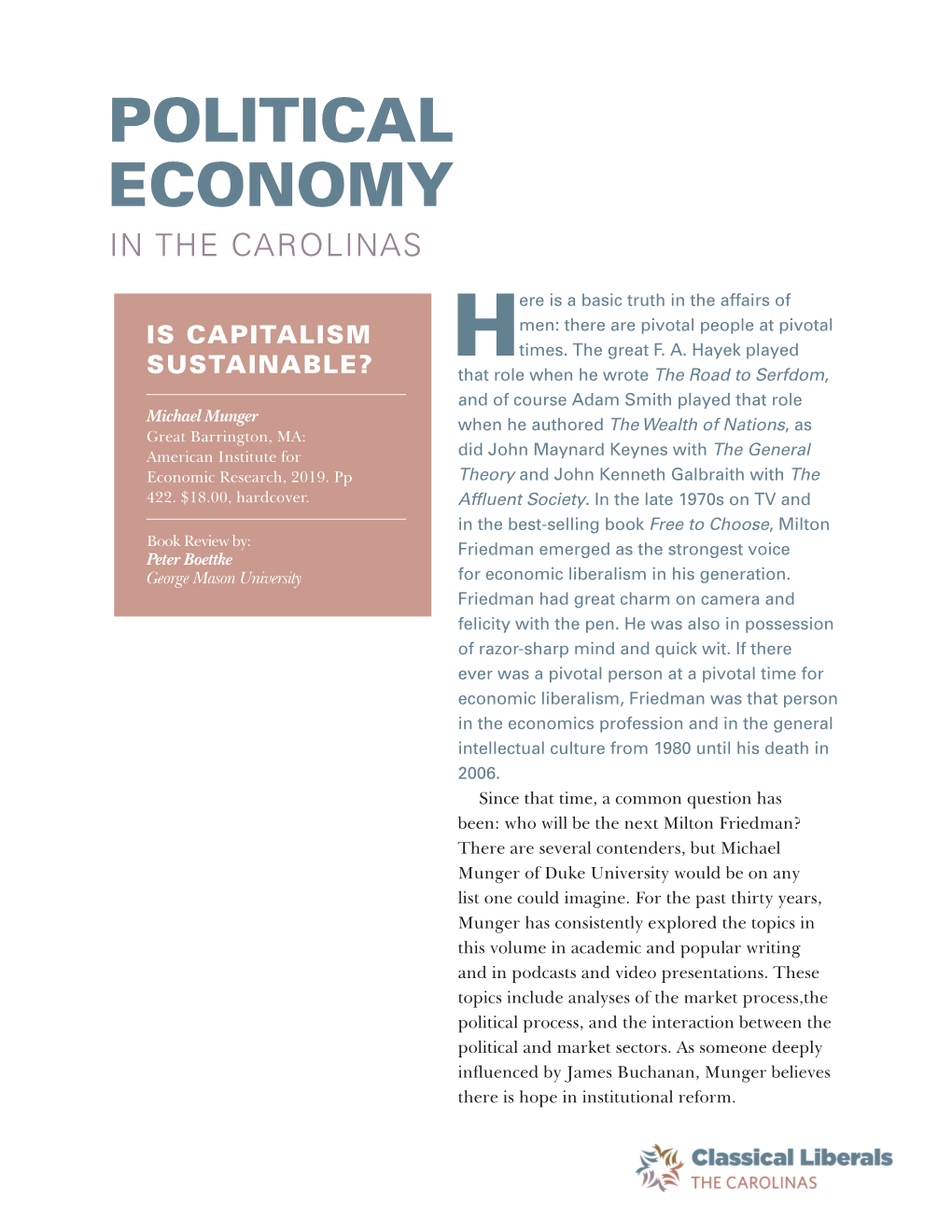 Political Economy in the Carolinas