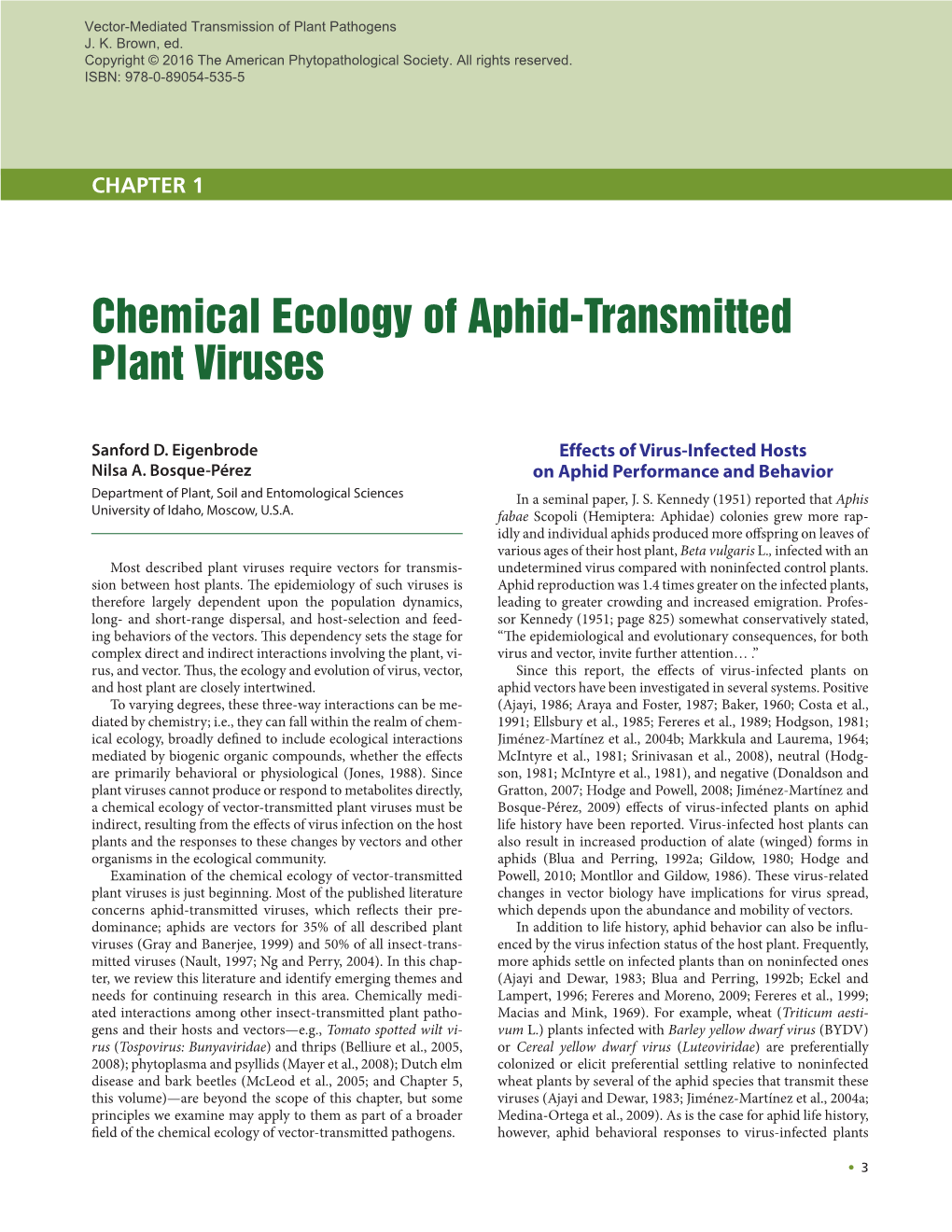 Chemical Ecology of Aphid-Transmitted Plant Viruses