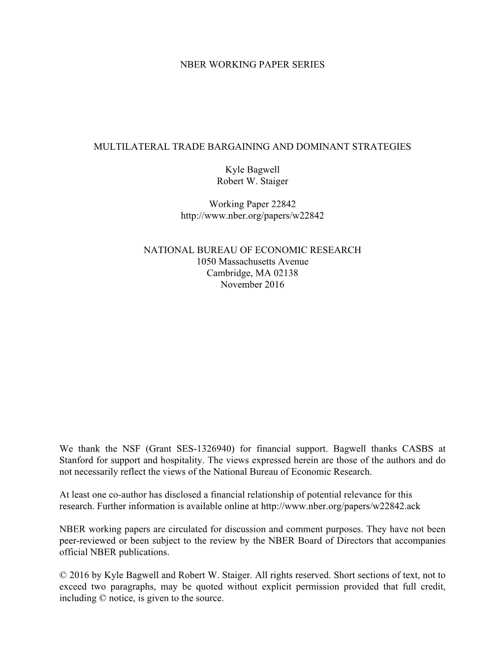 Multilateral Trade Bargaining and Dominant Strategies