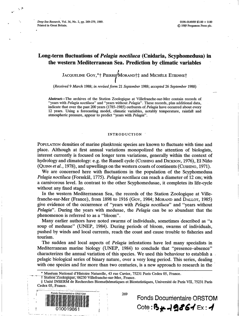 Long-Term Fluctuations of Pelagia Noctiluca (Cnidaria, Scyphomedusa) in the Western Mediterranean Sea