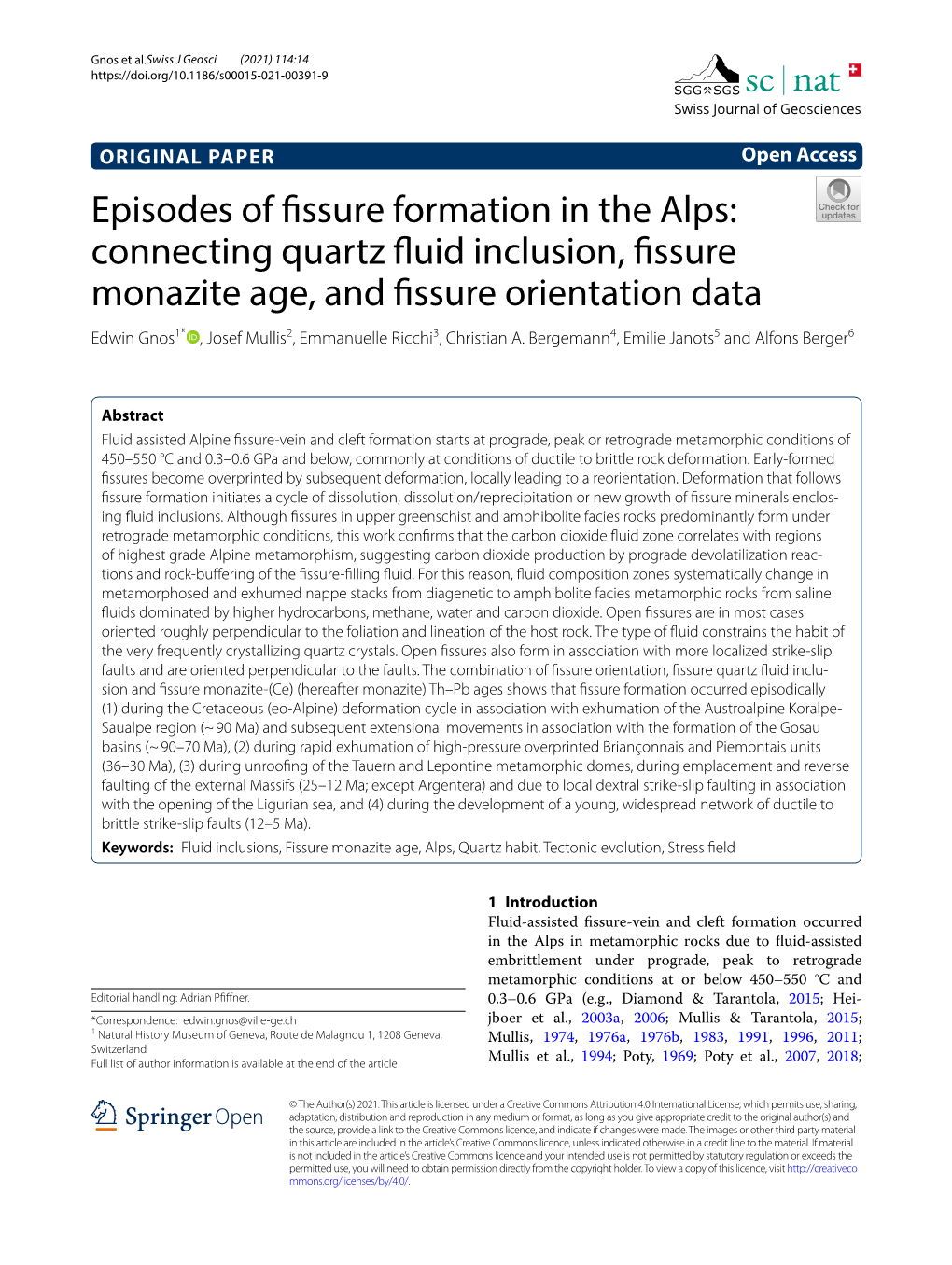 Connecting Quartz Fluid Inclusion, Fissure Monazite Age, and Fissure