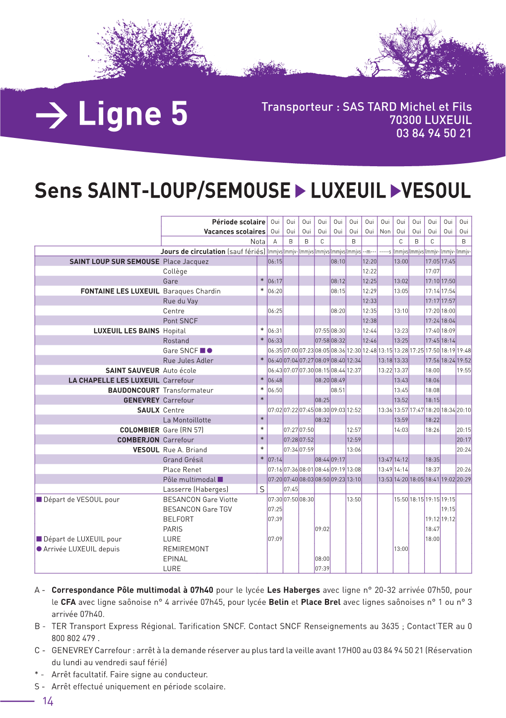 Ligne 5 Sens SAINT-LOUP/SEMOUSE LUXEUIL