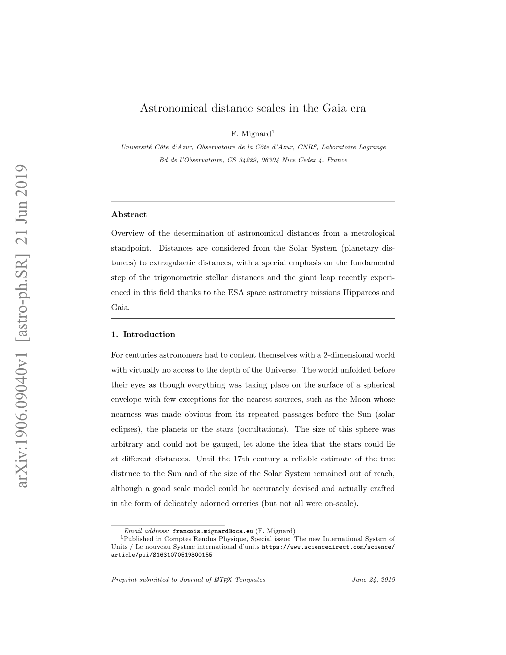 Astronomical Distance Scales in the Gaia Era
