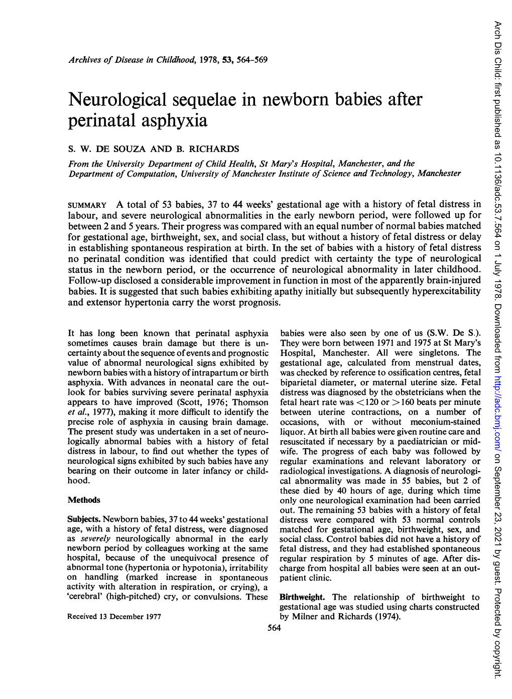 Neurological Sequelae in Newborn Babies After Perinatal Asphyxia