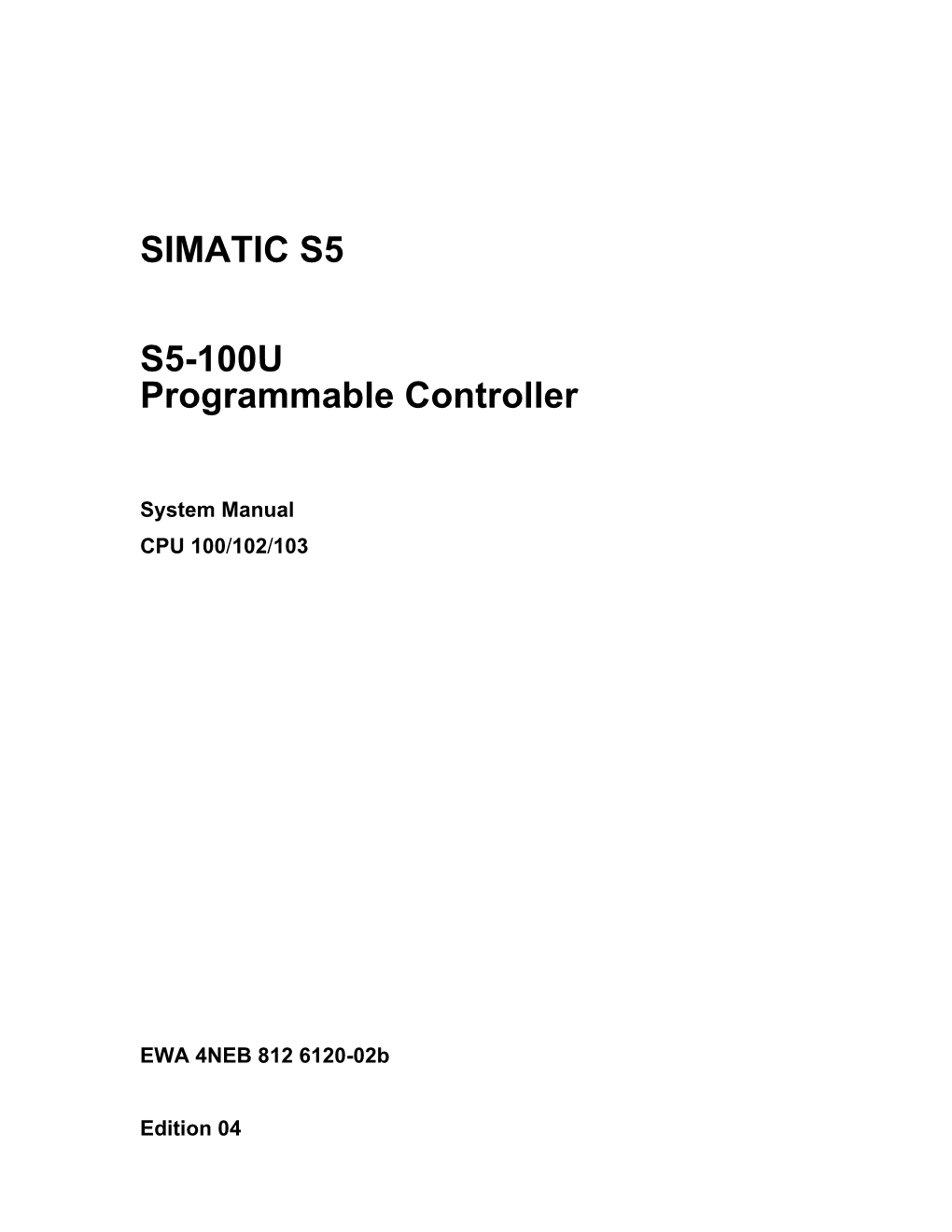 S5-100U Programmable Controller