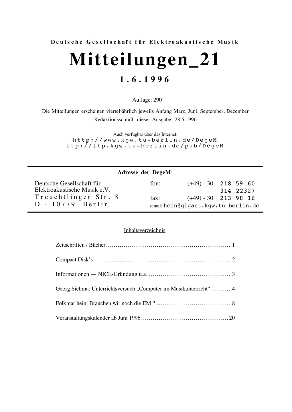 DEGEM – Mitteilungen 21