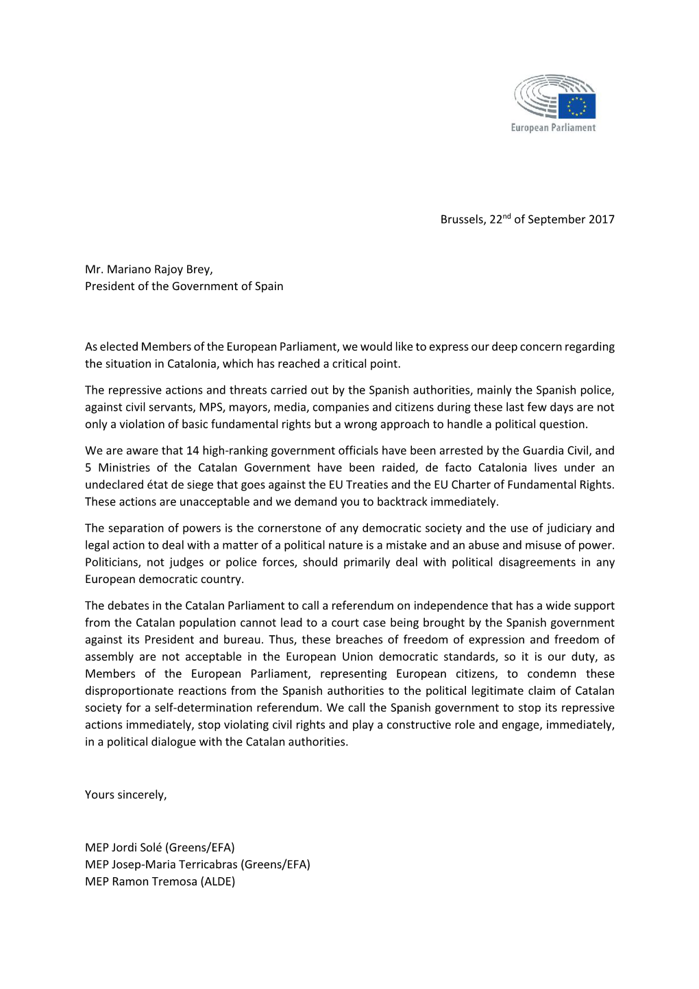 Letter Mr Rajoy Final.Pdf