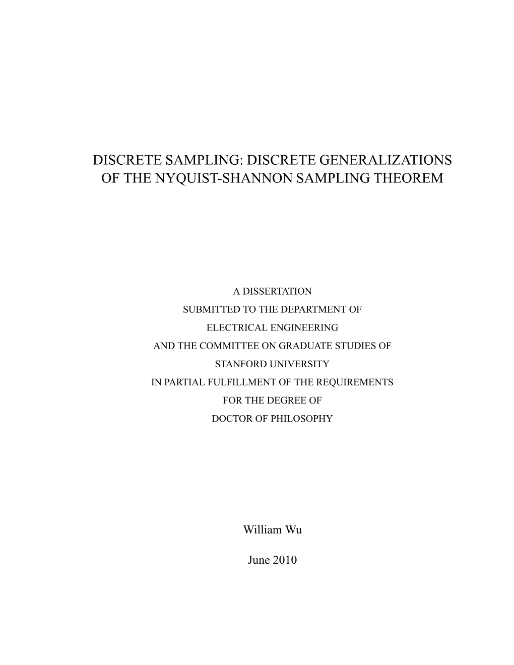 Discrete Generalizations of the Nyquist-Shannon Sampling Theorem