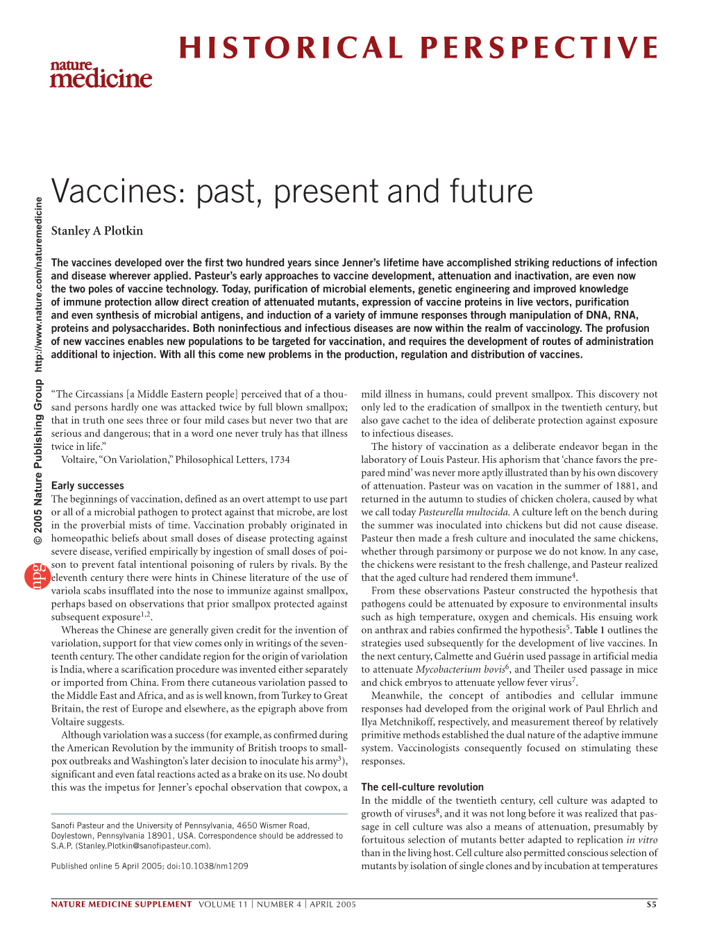 Vaccines: Past, Present and Future