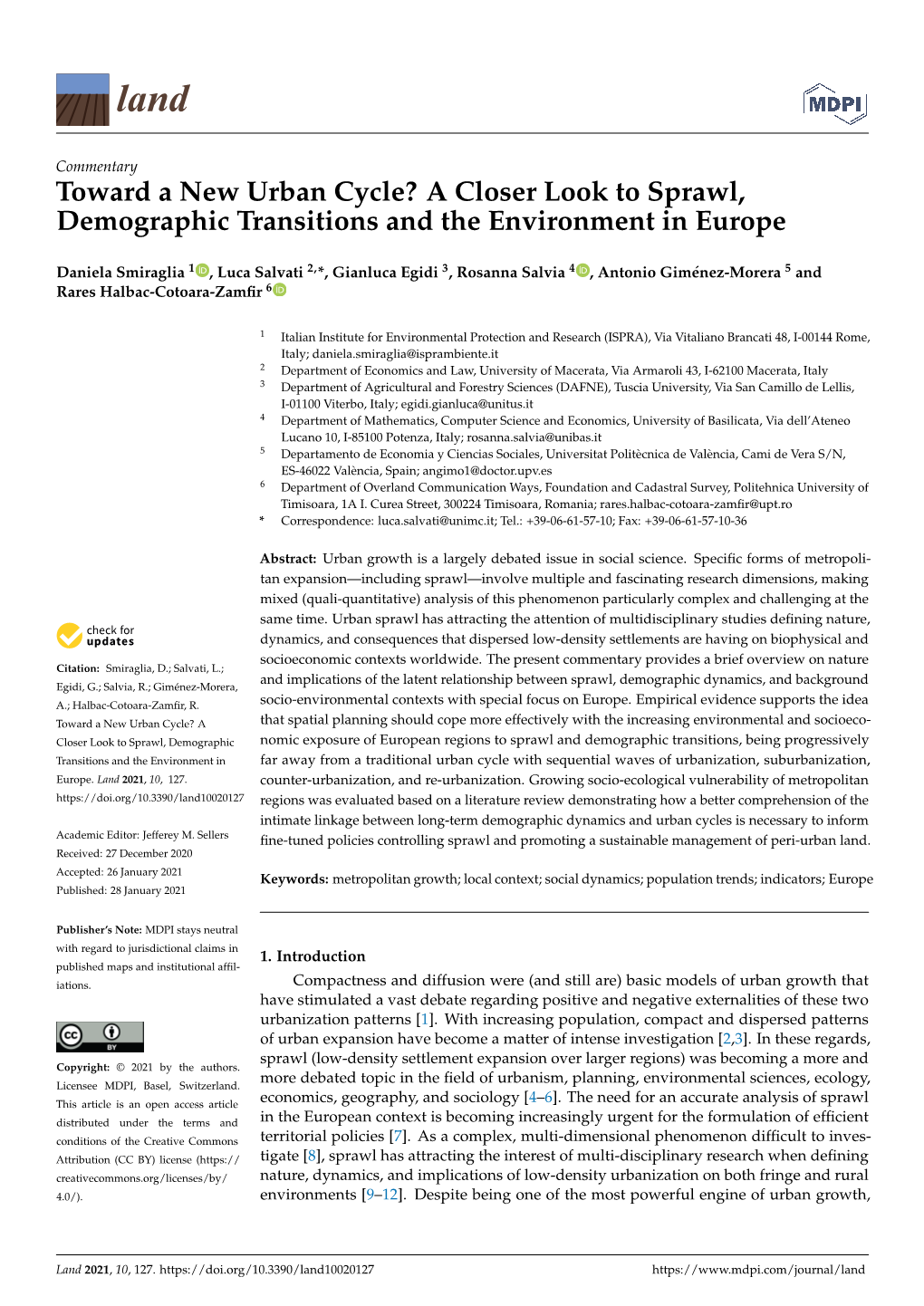 A Closer Look to Sprawl, Demographic Transitions and the Environment in Europe