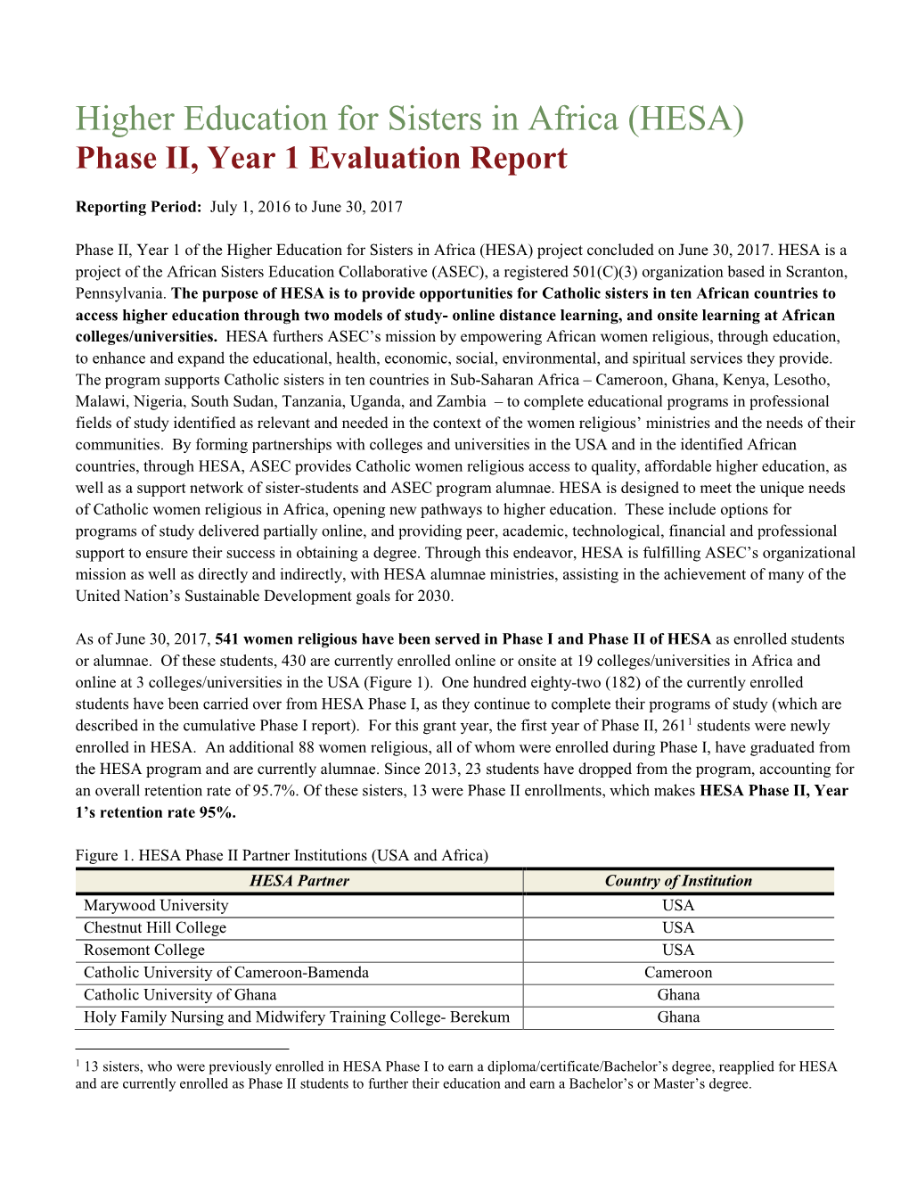 HESA Phase II Year 1