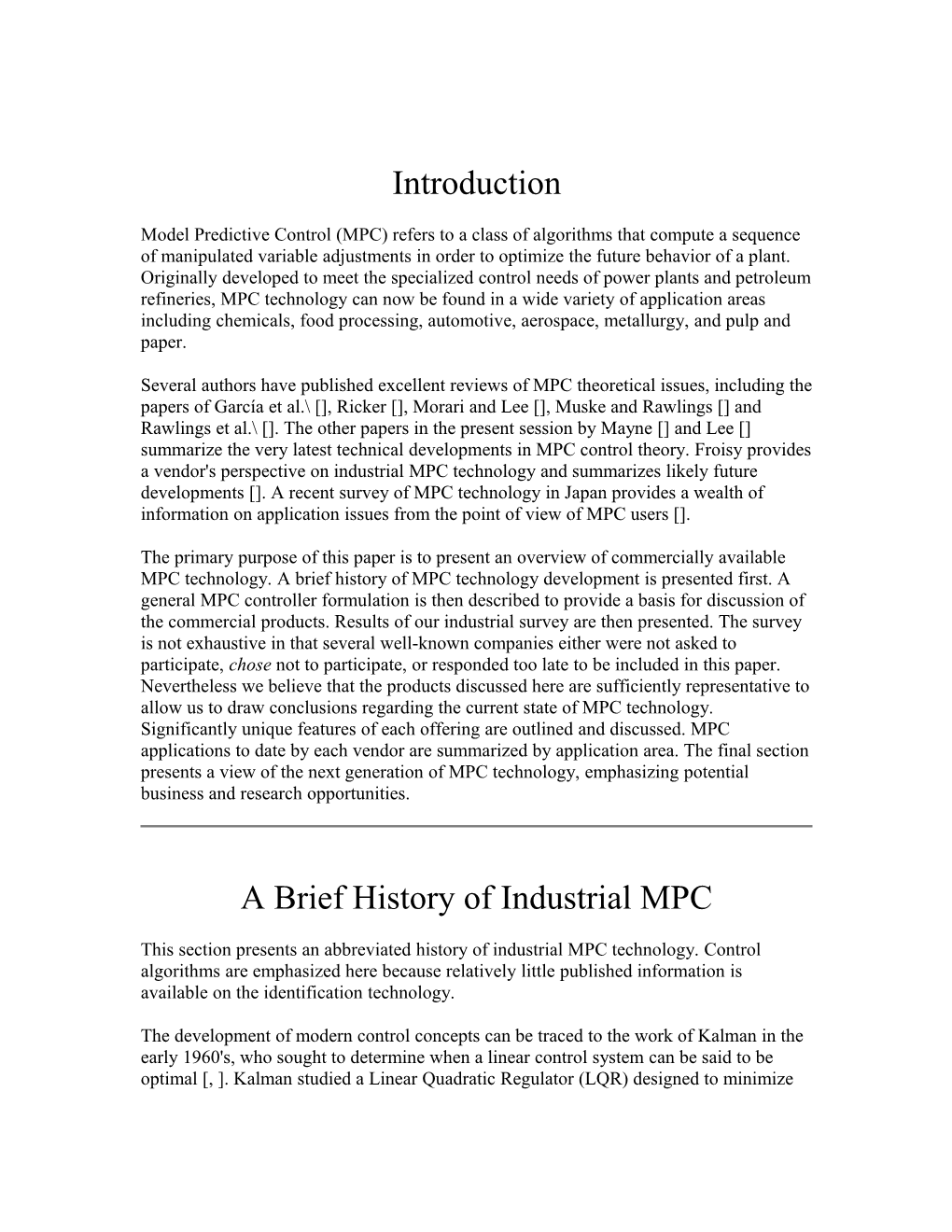 A Brief History of Industrial MPC