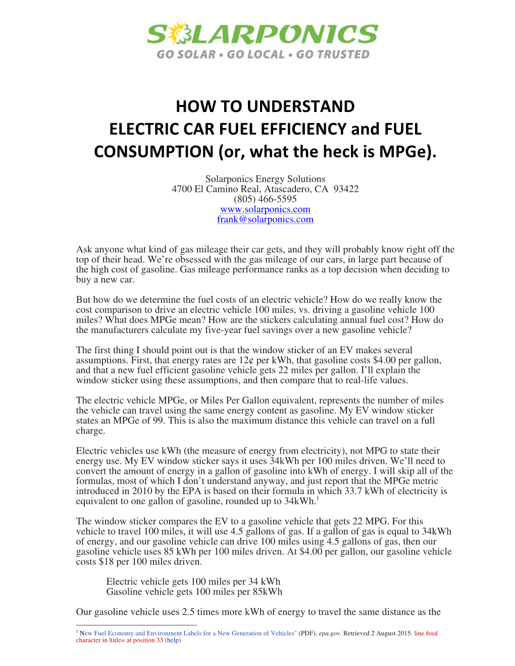 HOW to UNDERSTAND ELECTRIC CAR FUEL EFFICIENCY and FUEL CONSUMPTION (Or, What the Heck Is Mpge)