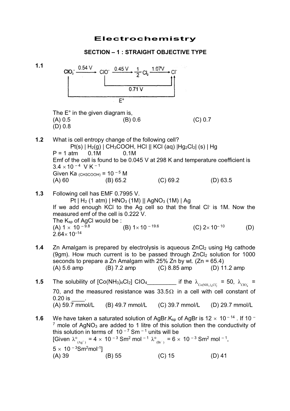 Electrochemistry SECTION