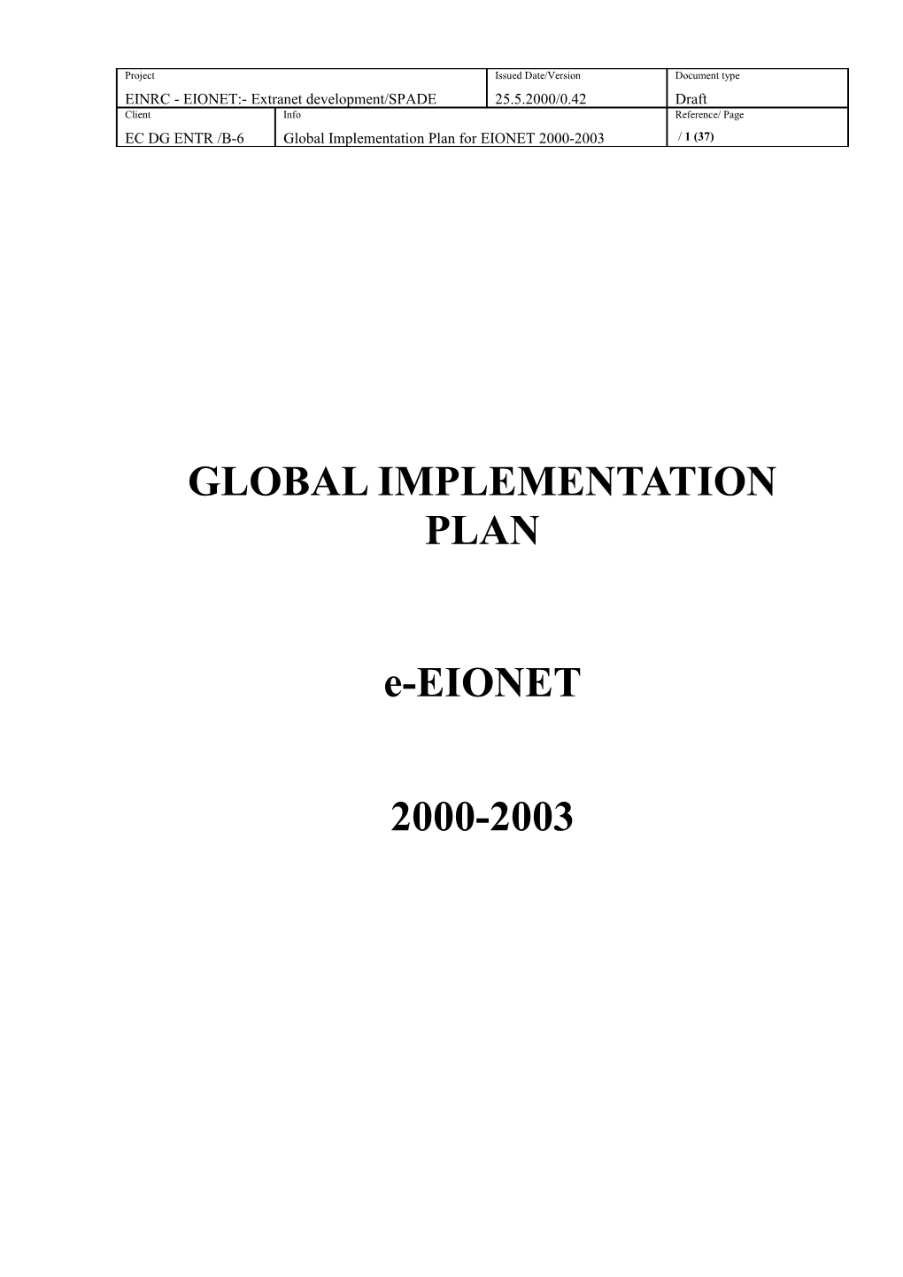 Global Implementation Plan