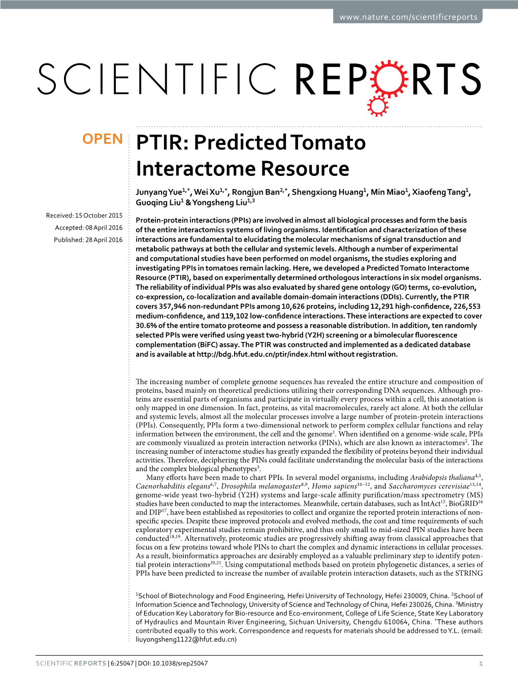 PTIR: Predicted Tomato Interactome Resource