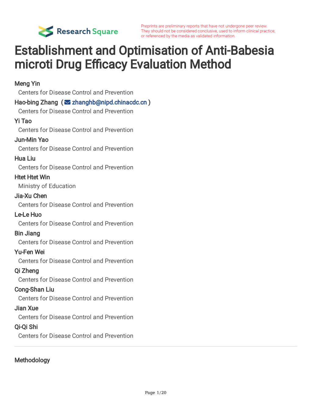 Establishment and Optimisation of Anti-Babesia Microti Drug E Cacy