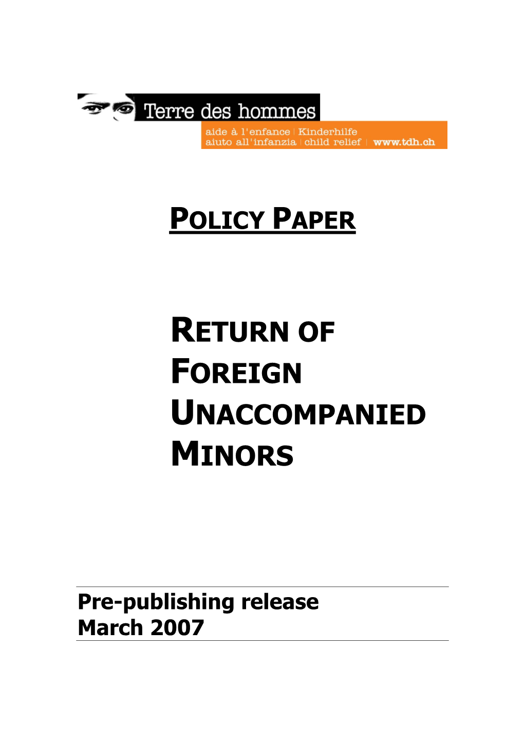 Return of Foreign Unaccompanied Minors