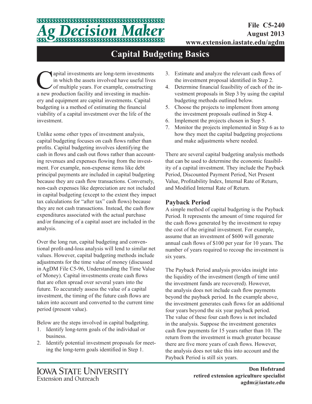 Capital Budgeting Basics