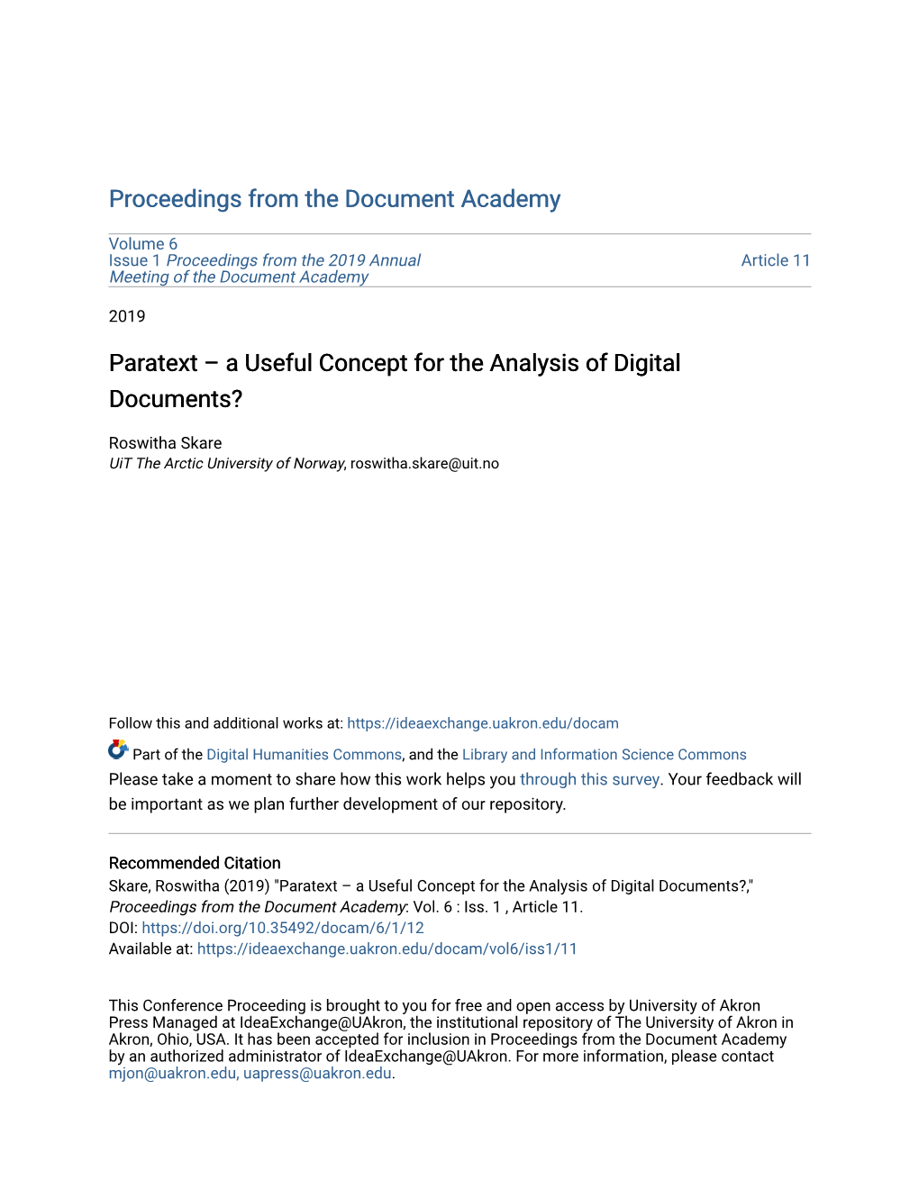 Paratext – a Useful Concept for the Analysis of Digital Documents?