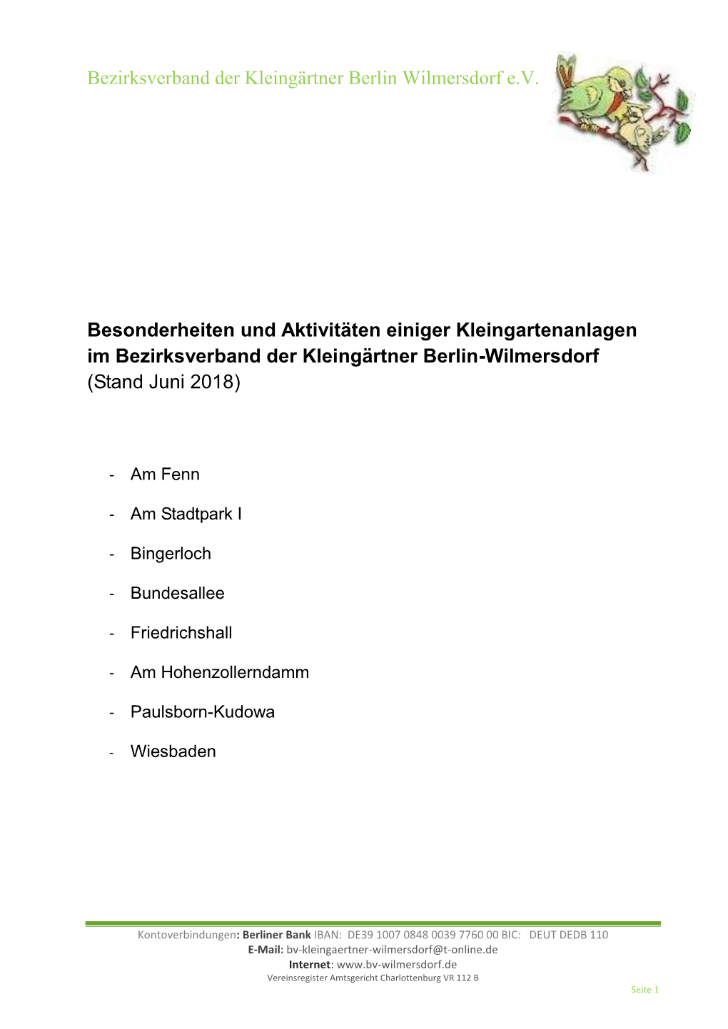 Bezirksverband Der Kleingärtner Berlin Wilmersdorf E.V