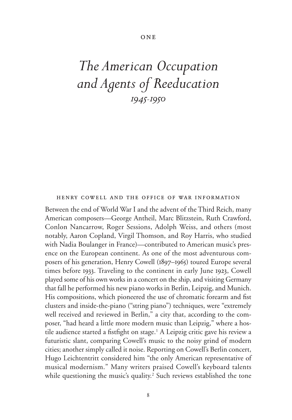 American Experimental Music in West Germany from the Zero Hour To