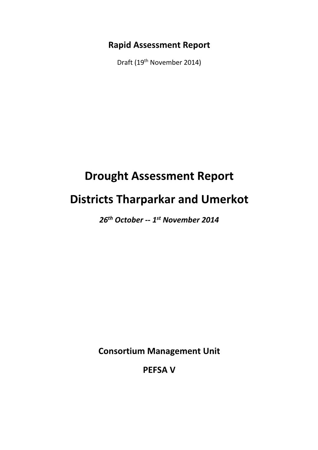 Drought Assessment Report Districts Tharparkar and Umerkot