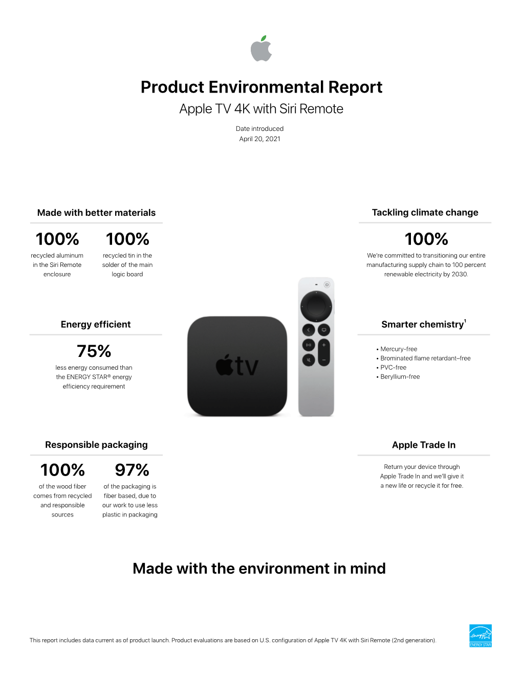 Apple TV 4K with Siri Remote Product Environmental Report Source Materials