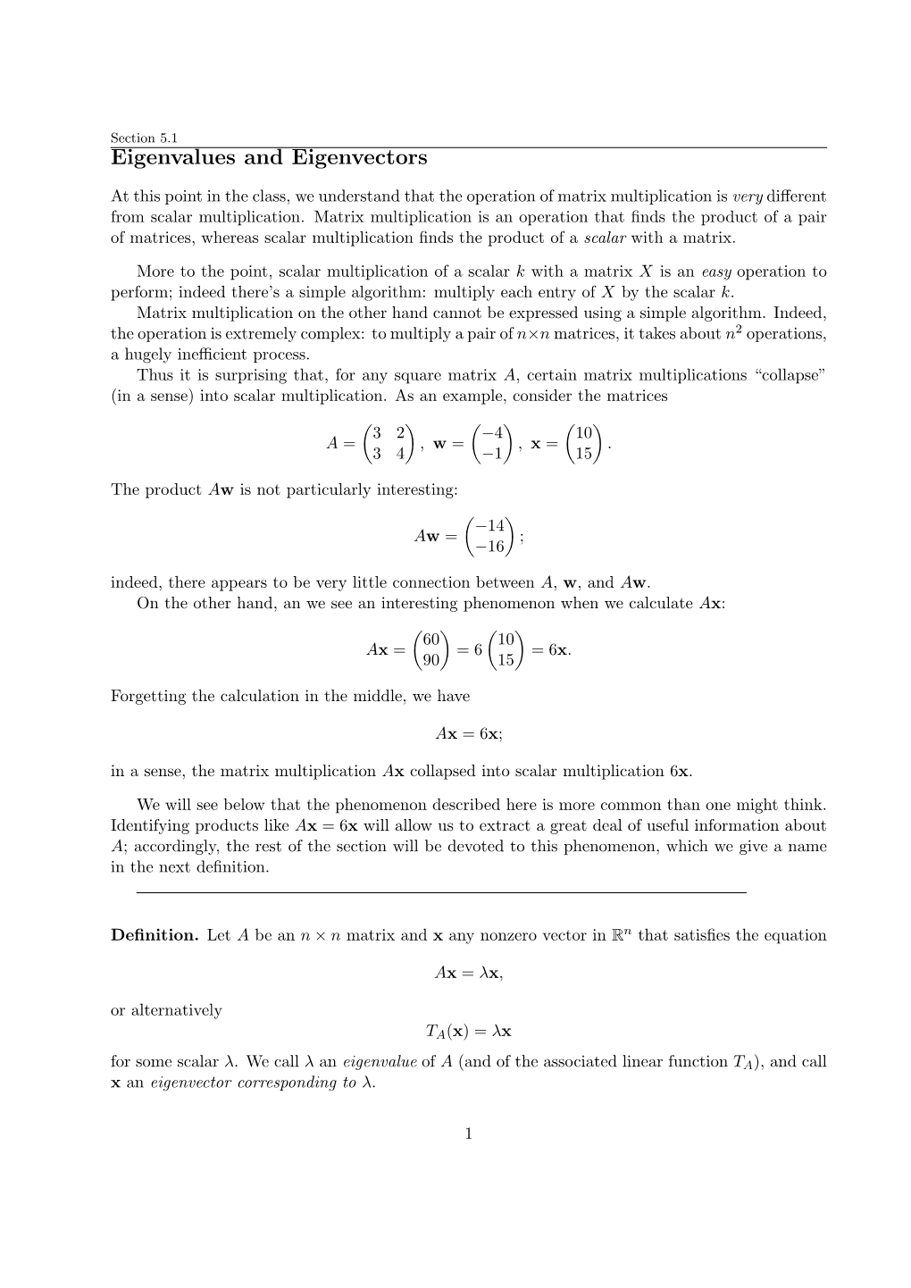 Eigenvalues and Eigenvectors