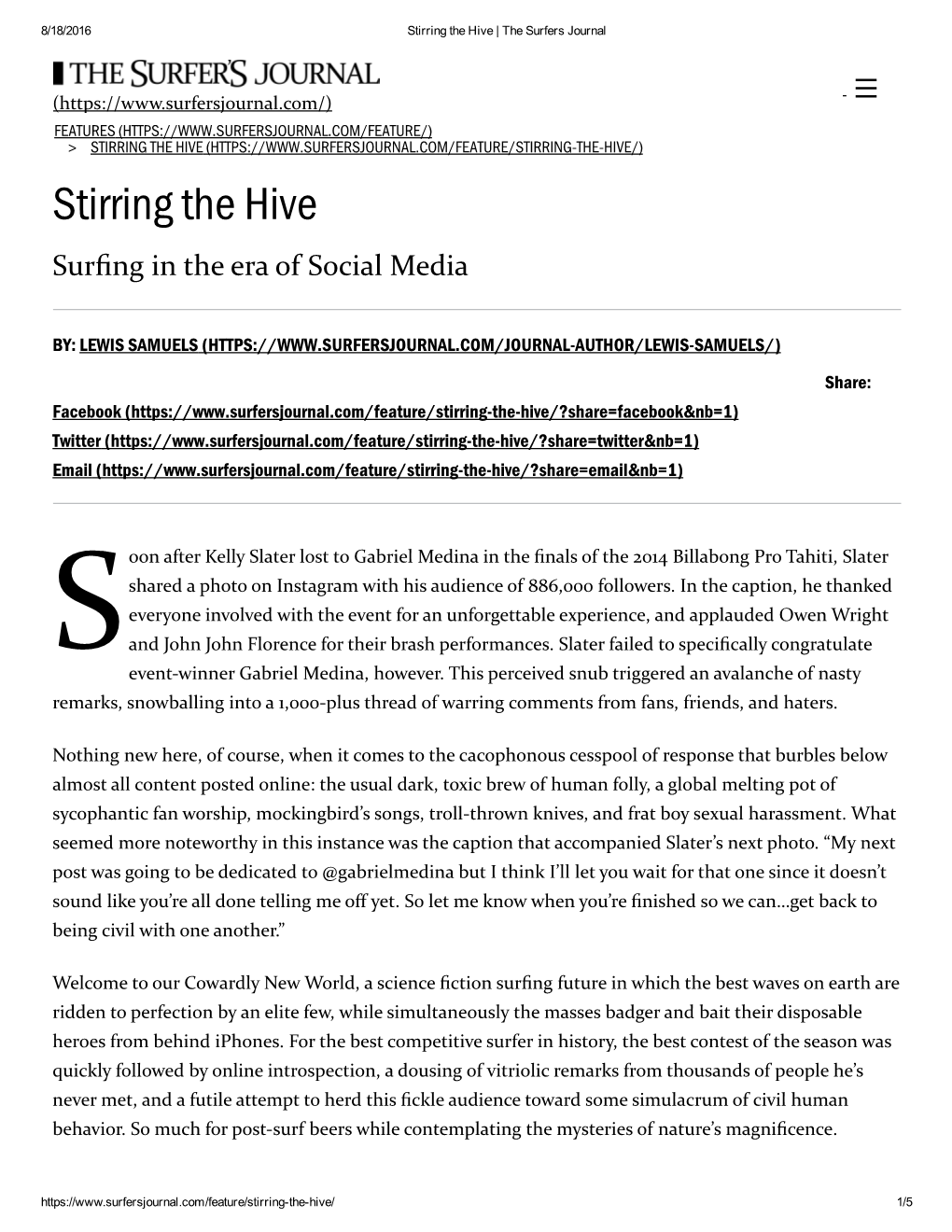 Stirring the Hive | the Surfers Journal