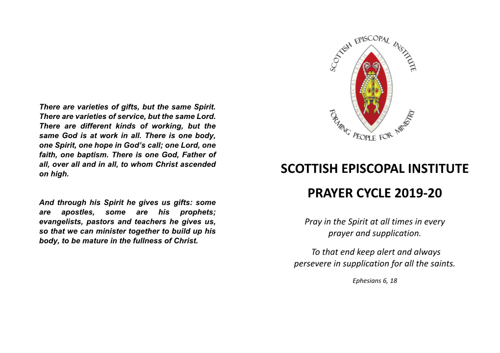 Scottish Episcopal Institute Prayer Cycle 2019-20