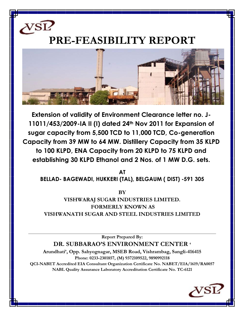 Pre-Feasibility Report