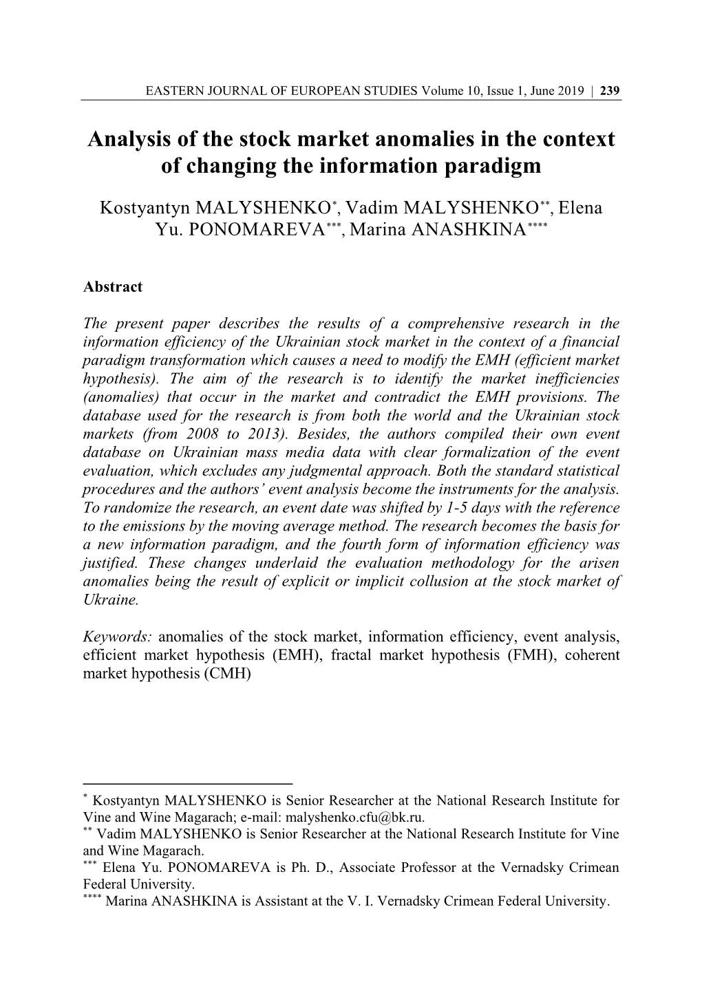 Analysis of the Stock Market Anomalies in the Context of Changing the Information Paradigm