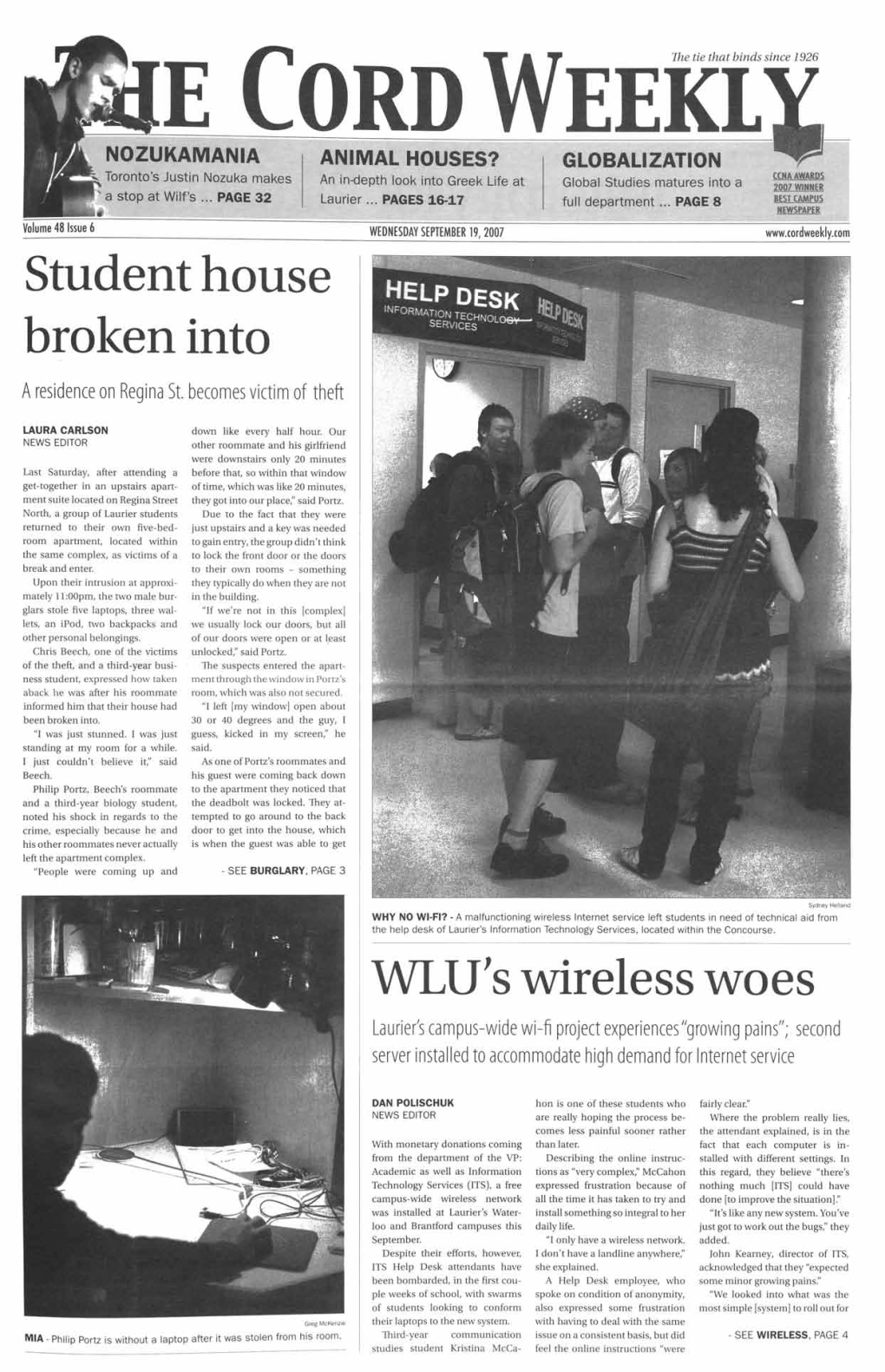 The Cord Weekly (September 19, 2007)