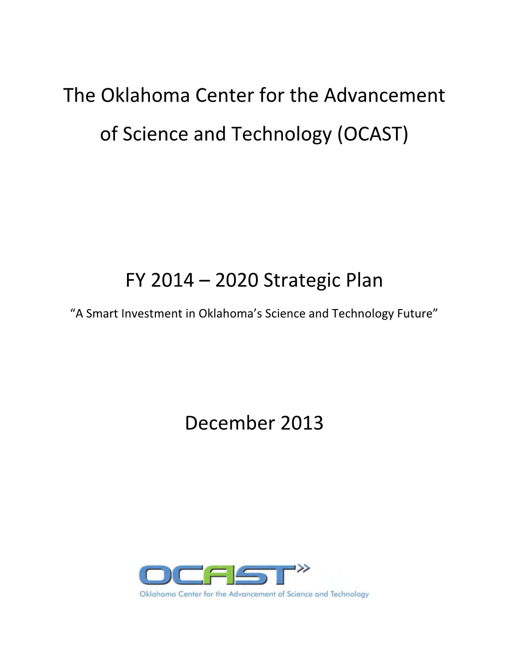 OCAST FY 2014-2020 Strategic Plan