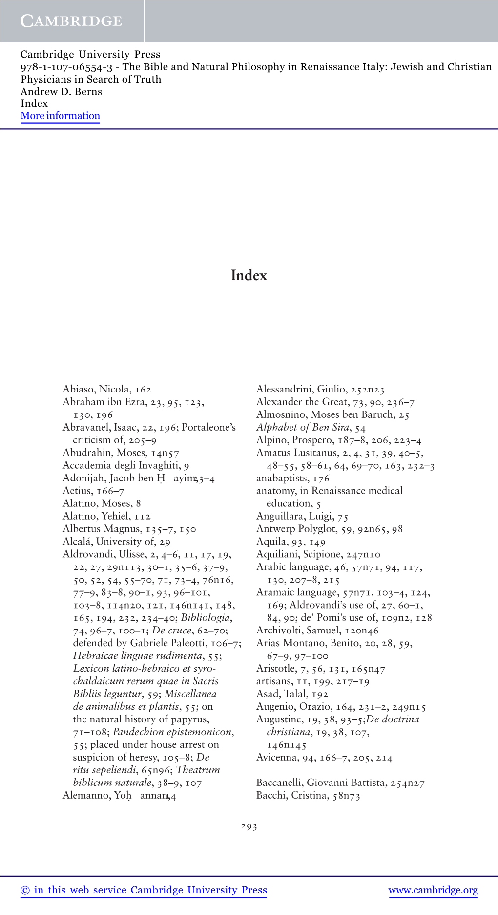 293 Abiaso, Nicola, 162 Abraham Ibn Ezra, 23 , 95 , 123 , 130 , 196