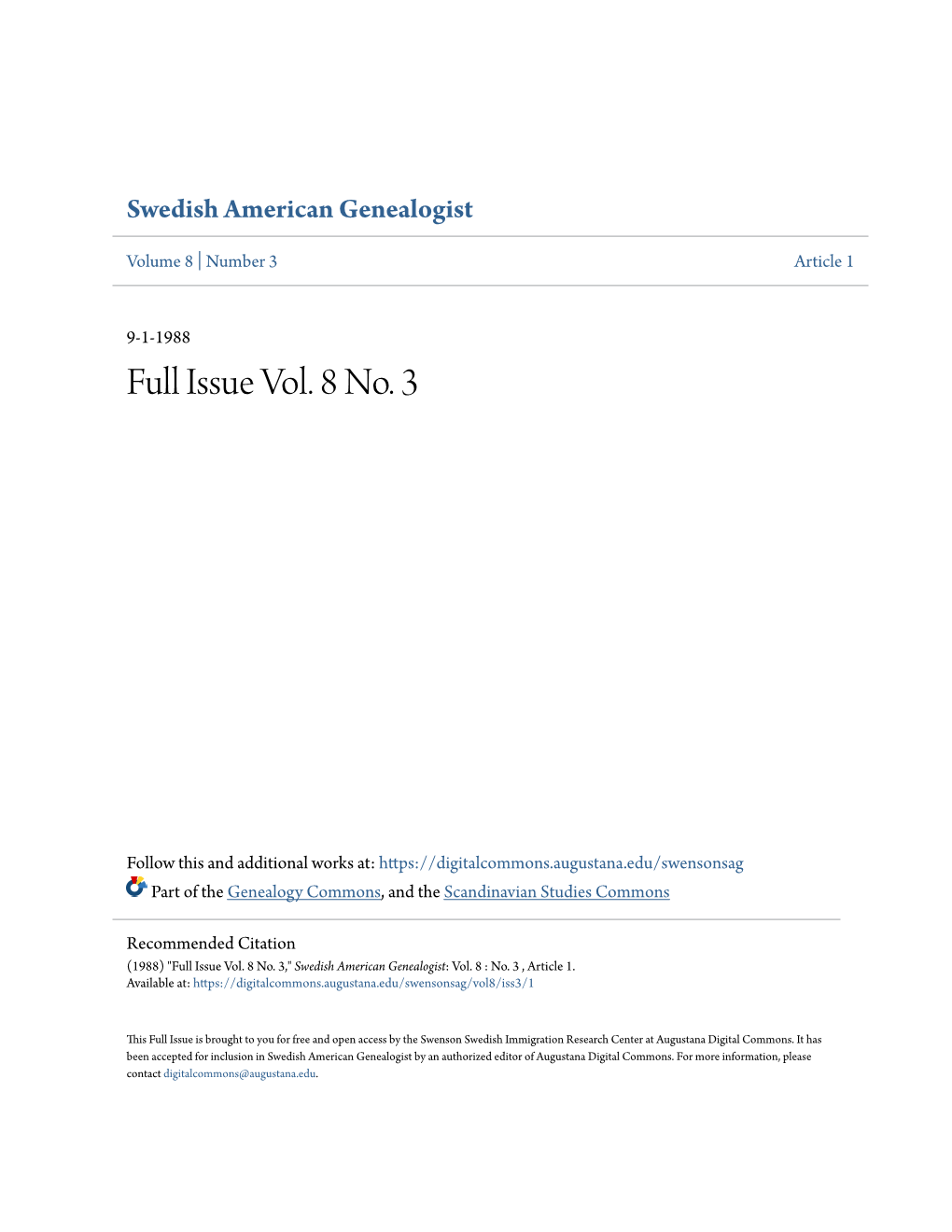 Swedish American Genealogist