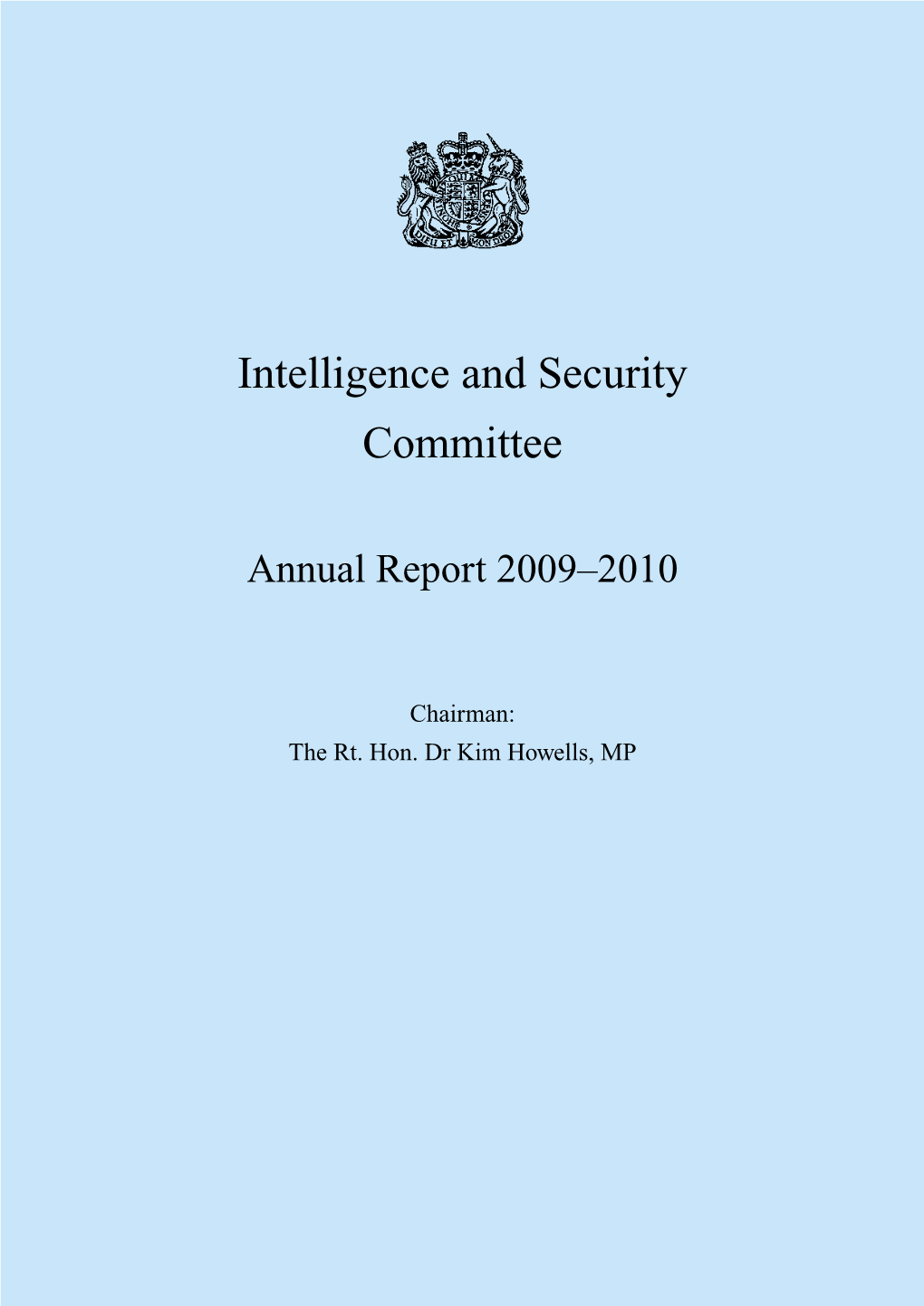 Intelligence and Security Committee Annual Report 2009-2010