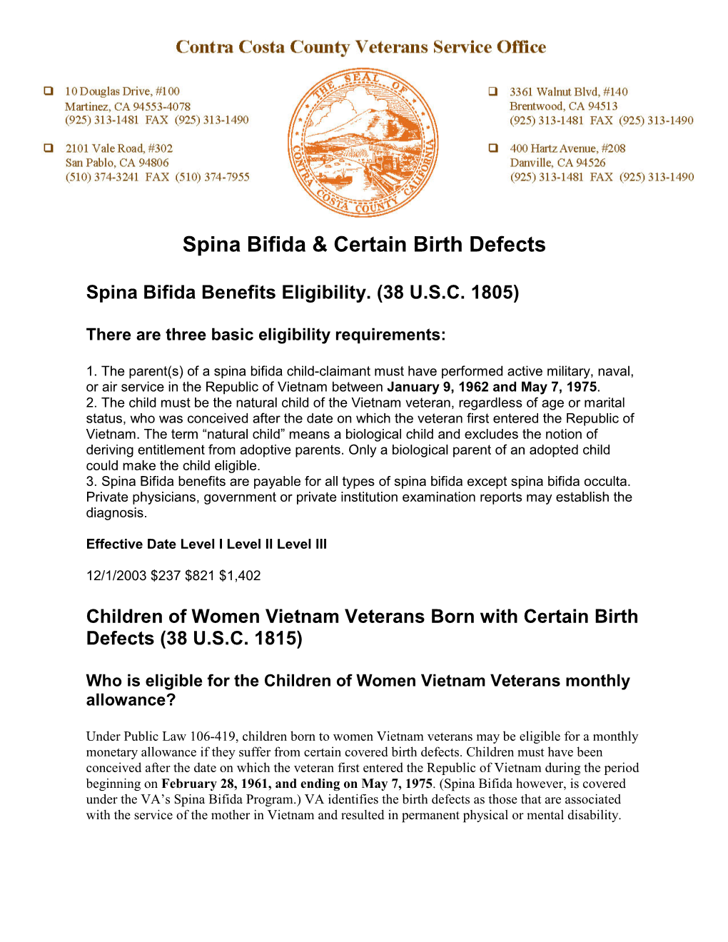 Spina Bifida & Certain Birth Defects