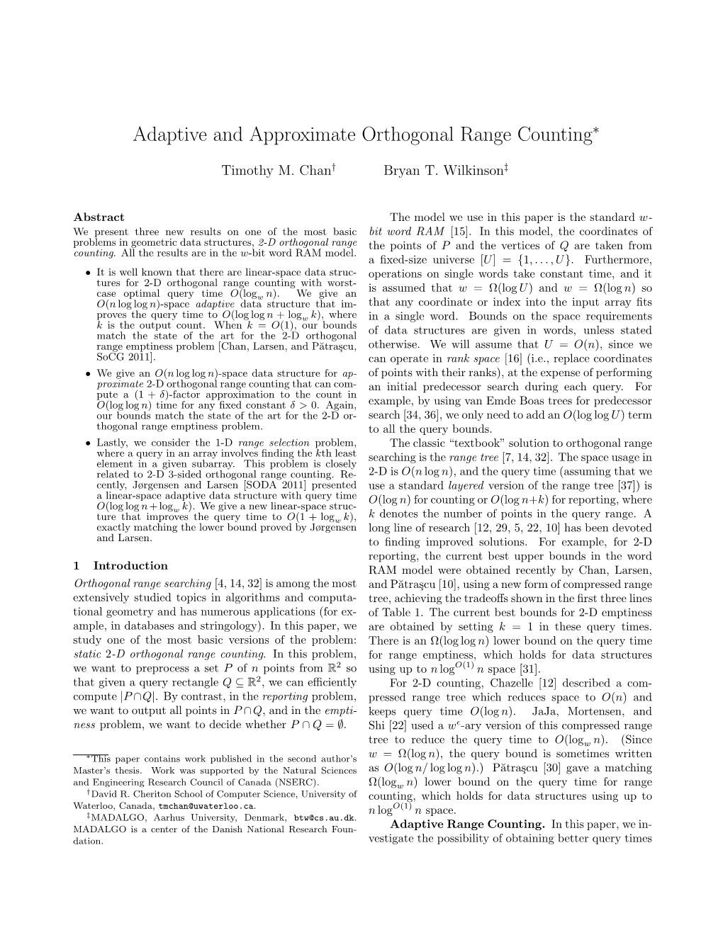 Adaptive and Approximate Orthogonal Range Counting∗