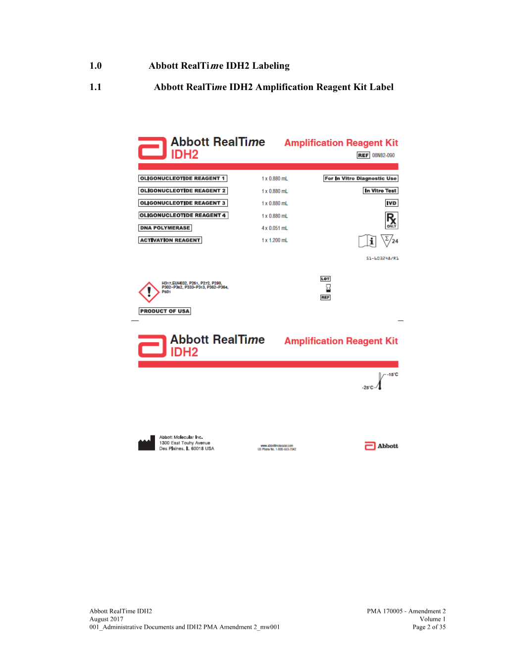 Abbott Realtime IDH2 Labeling