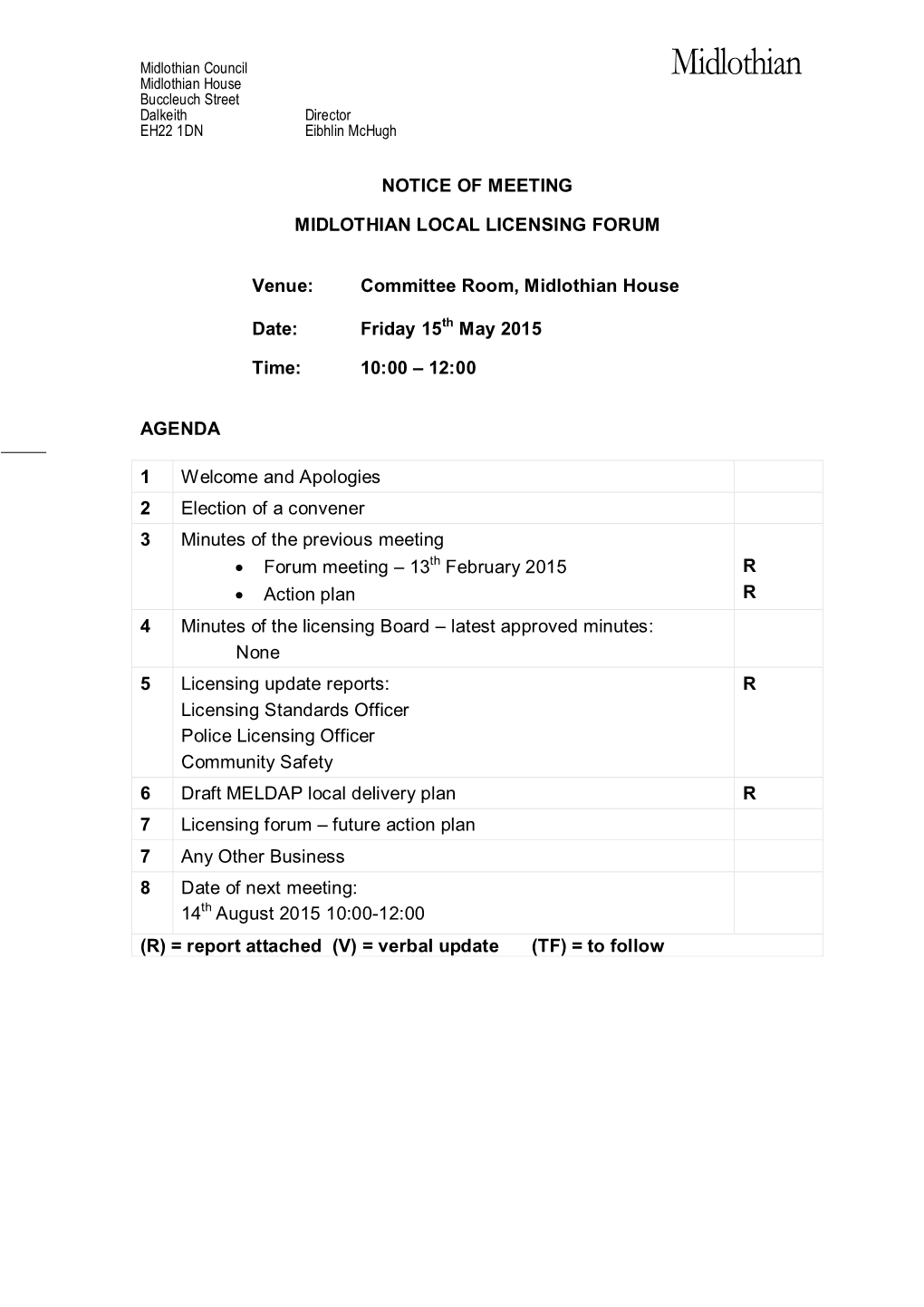 Midlothian Licensing Forum Pap