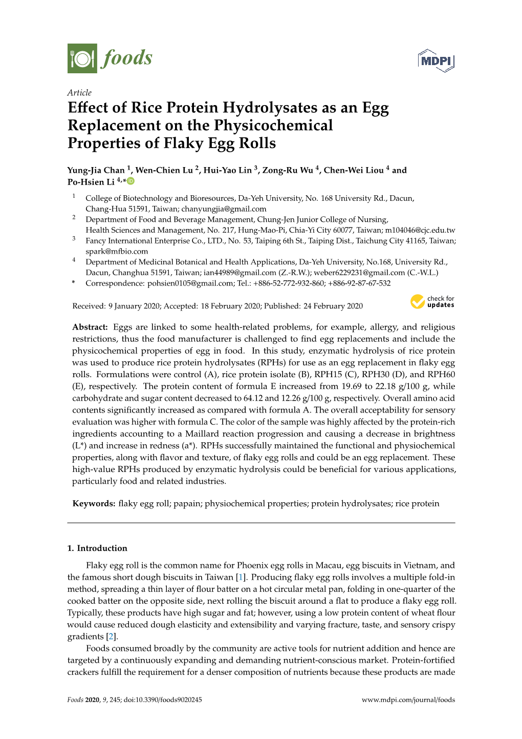 Effect of Rice Protein Hydrolysates As an Egg Replacement on The