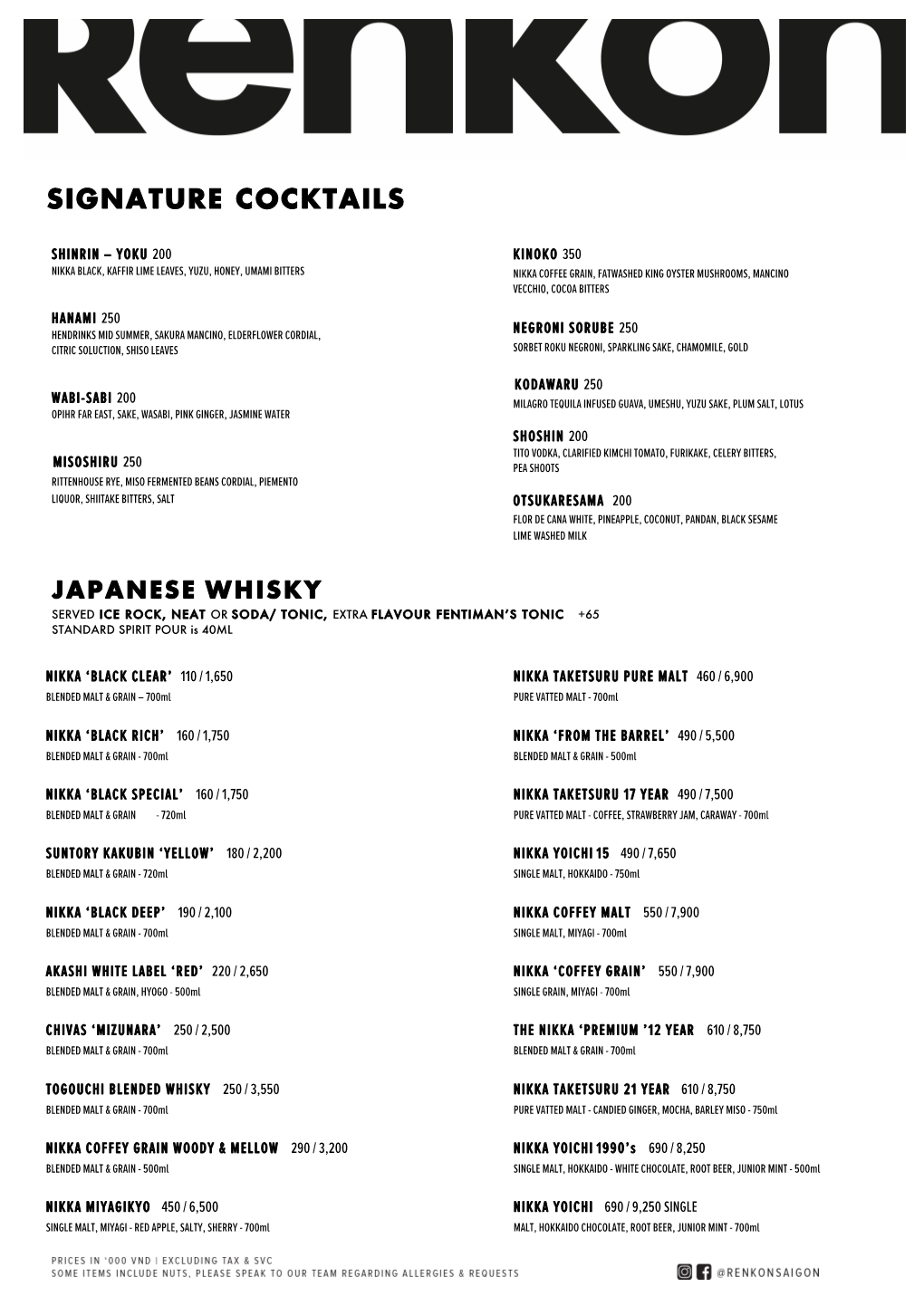 Signature Cocktails Japanese Whisky