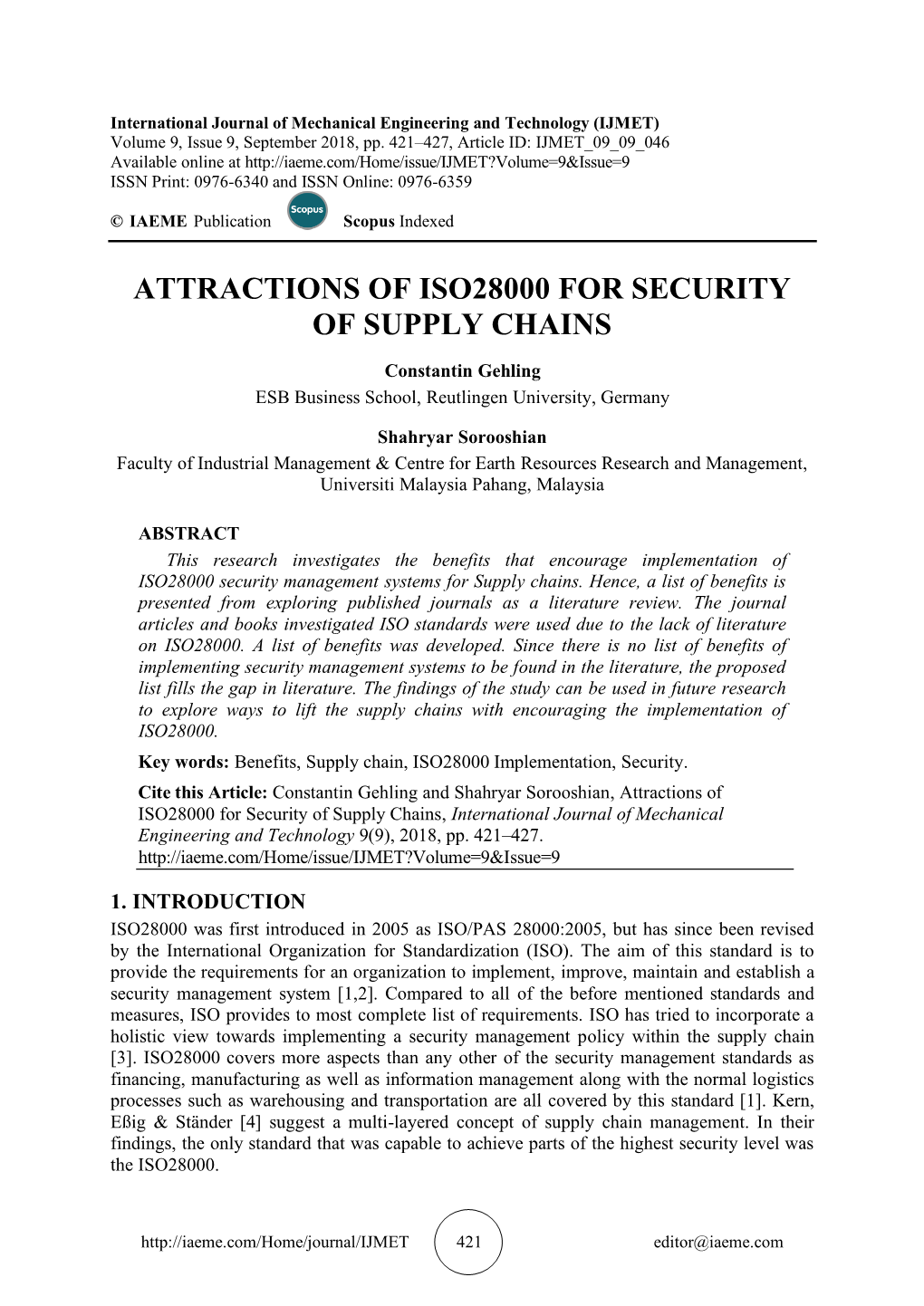 Attractions of Iso28000 for Security of Supply Chains