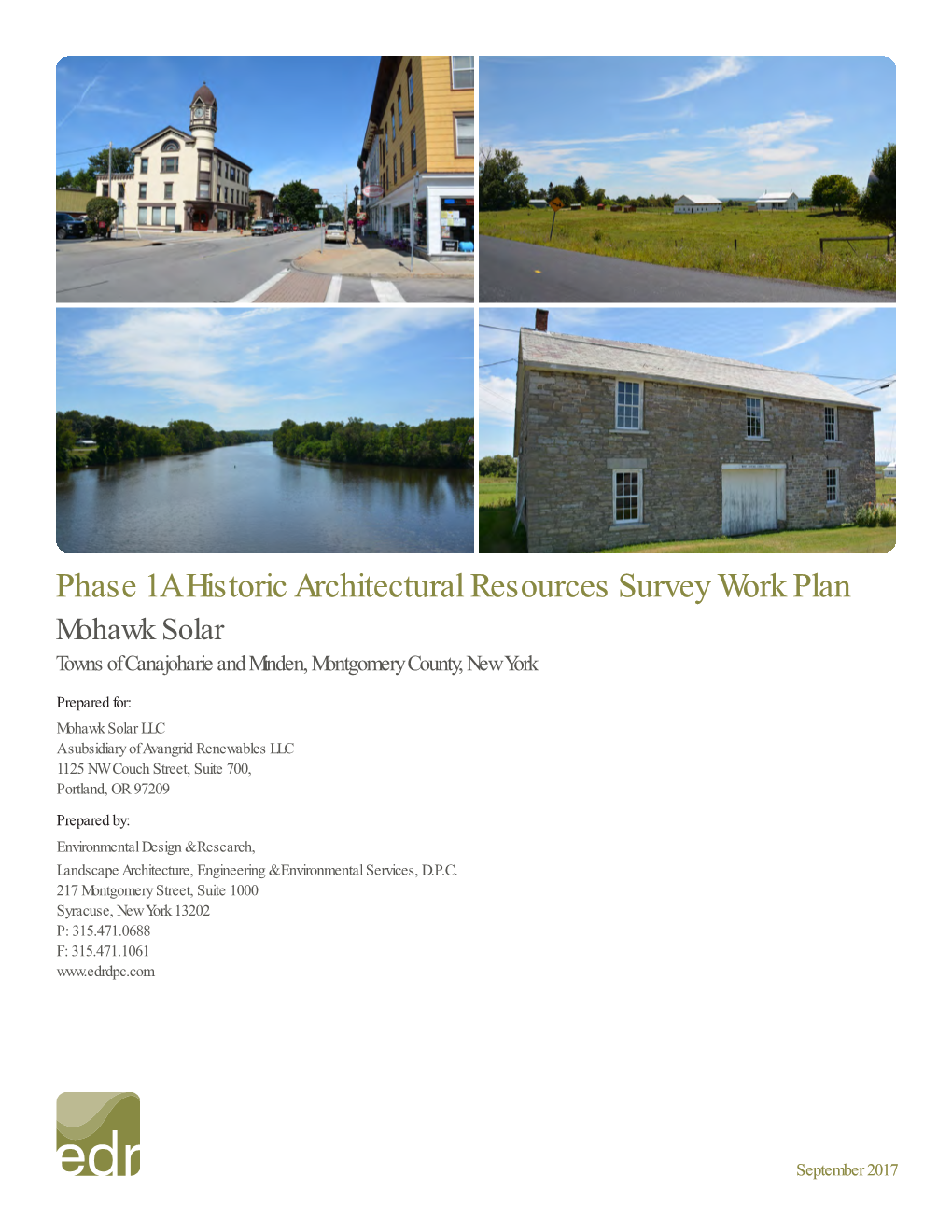 Phase 1A Historic Architectural Resources Survey Work Plan Mohawk Solar Towns of Canajoharie and Minden, Montgomery County, New York