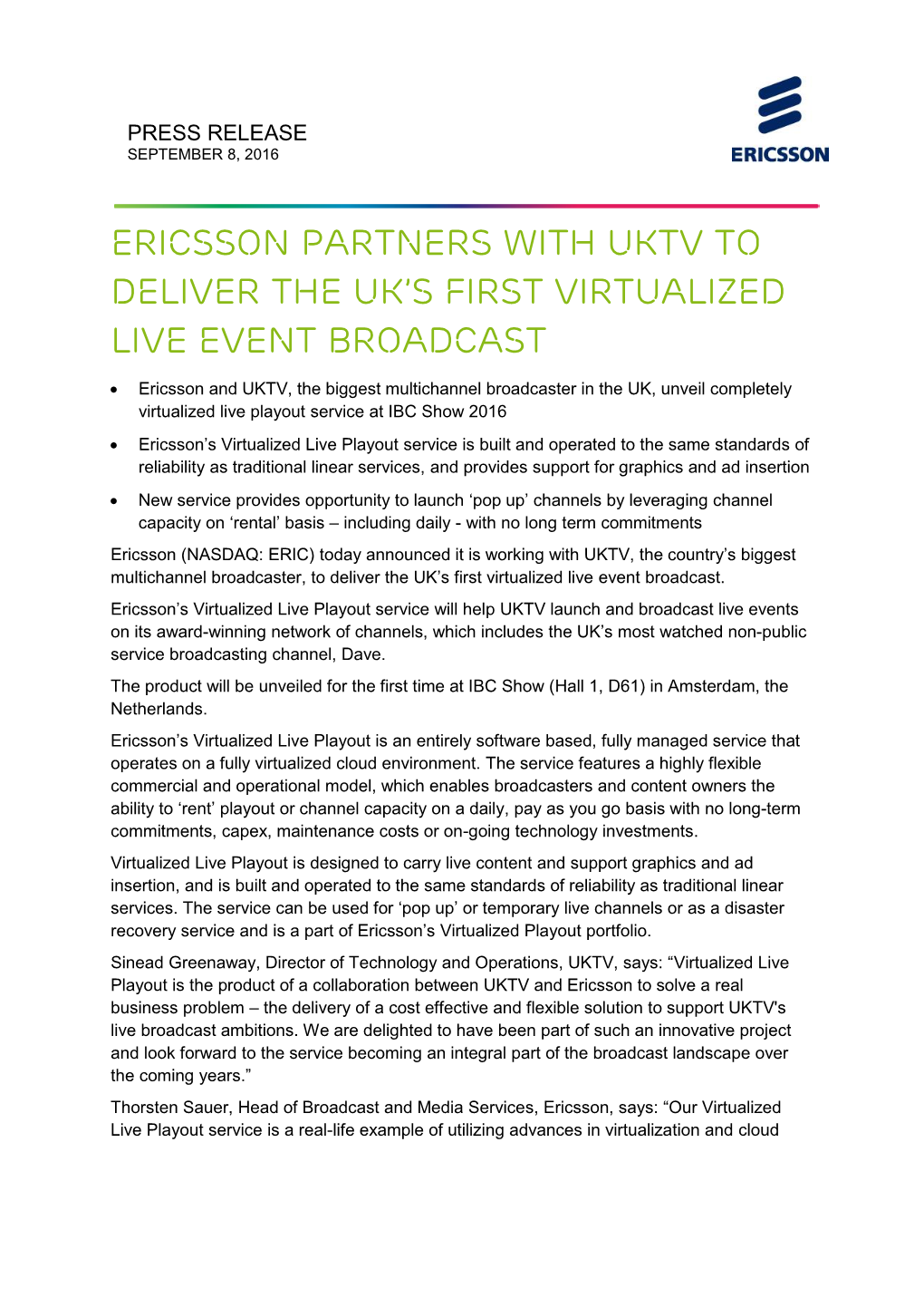 Press Release Ericsson